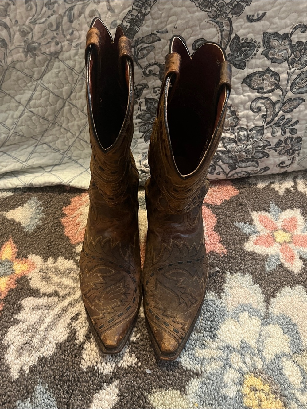 Dan Post Brown Embroidered Western Heeled Boots